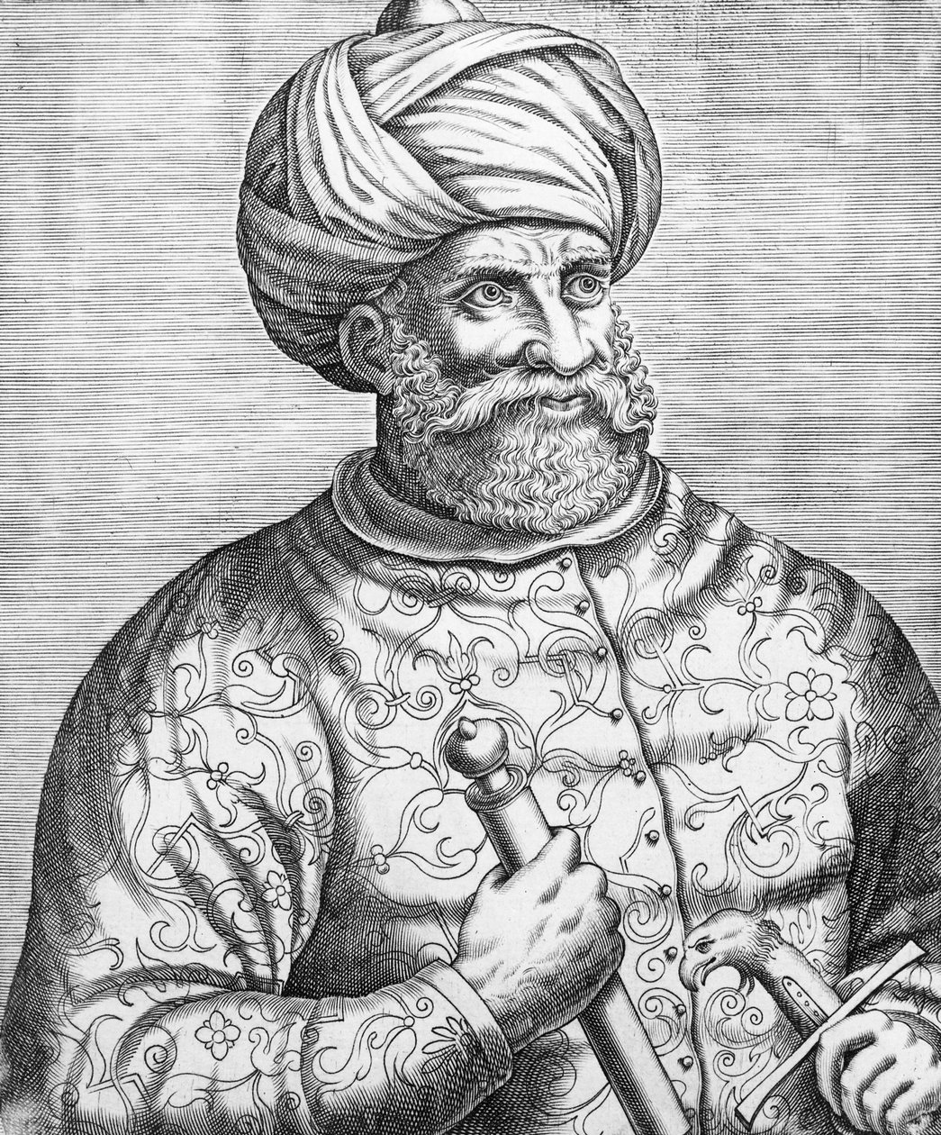 Barbarossa, ilustracja z „Des real pourtaits et vies des hommes illustres” Andre Theveta, 1584 autorstwa Andre Thevet