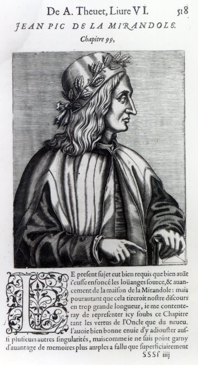 Giovanni Pico della Mirandola, z „Les Vrais Pourtraits et vies des hommes illustres” Andre Theveta, 1584 autorstwa Andre Thevet
