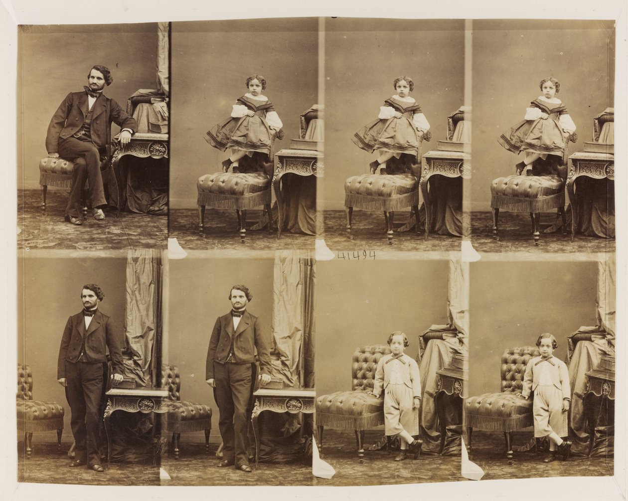 Portrety siedzące 41494: Doktor Magnan z synem i córką, ok. 1861 (druk albumowy (8 nieoszlifowanych wizytówek)) autorstwa Andre Adolphe Eugene Disderi