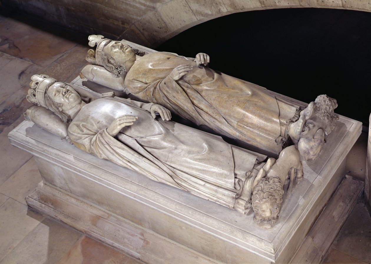 Wizerunki Filipa VI (1293-1350) de Valois i Jana II (1319-64) Le Bon (marmur) autorstwa Andre Beauneveu