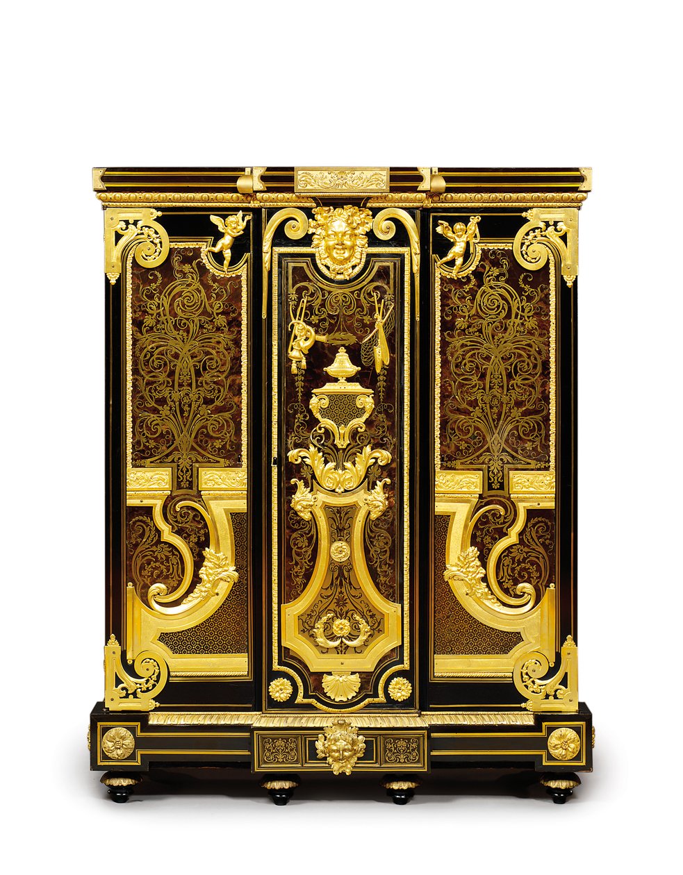 Petit Armoise Ludwika XIV, ok. 1700-10 (ormolu, mosiądz, szylkret, heban i intarsja) autorstwa Andre Charles (attr. to) Boulle