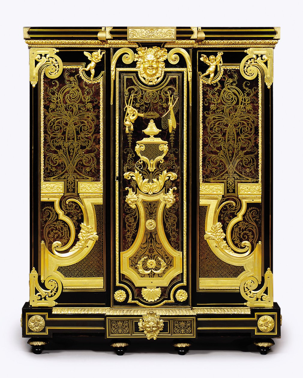 Mała szafa w stylu Ludwika XIV na ormolu, 1700-10 autorstwa Andre Charles Boulle