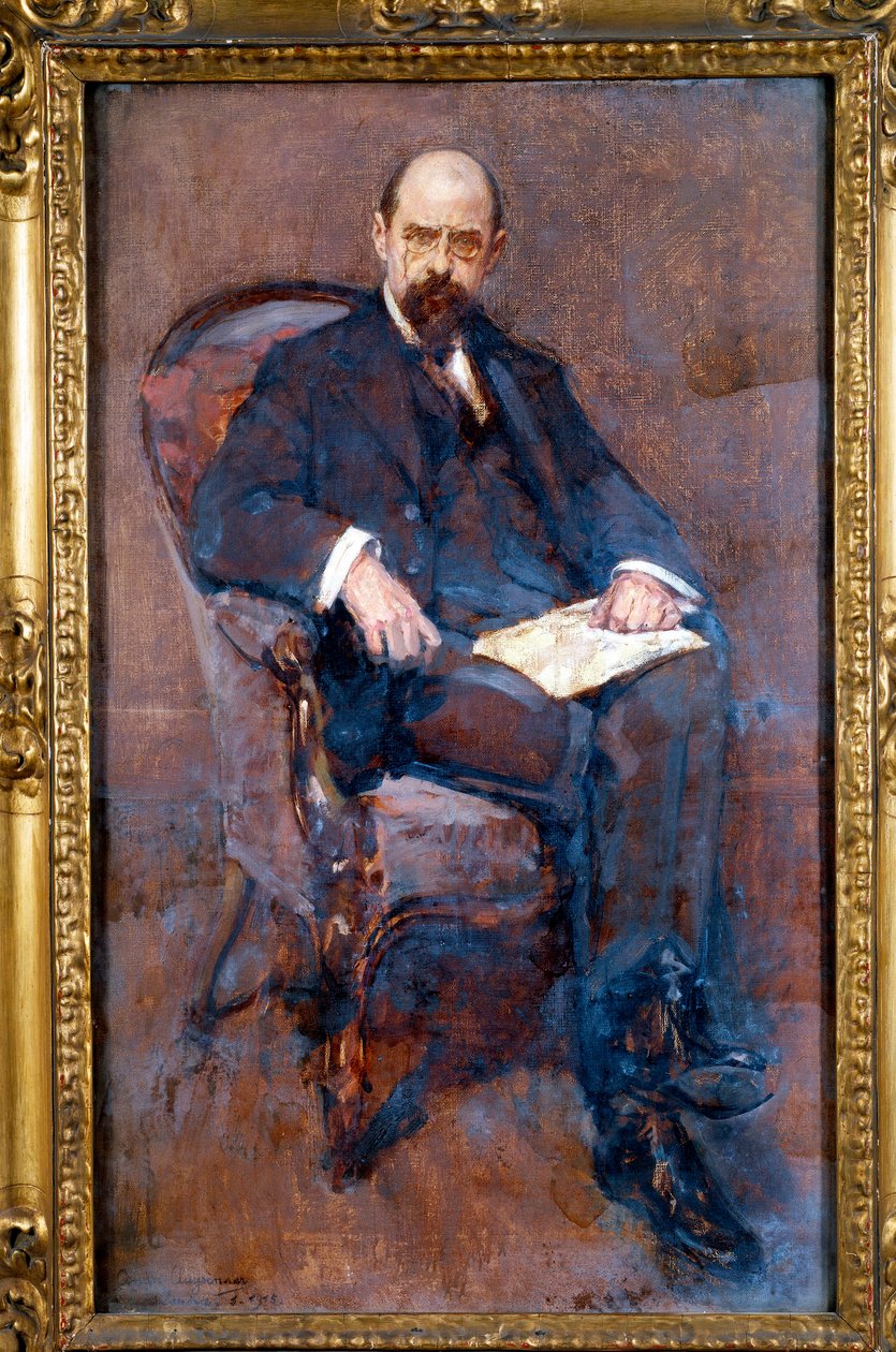 Portret Emile Vandervelde (1866-1938) belgijski polityk, socjalistyczny deputowany Esquisse d