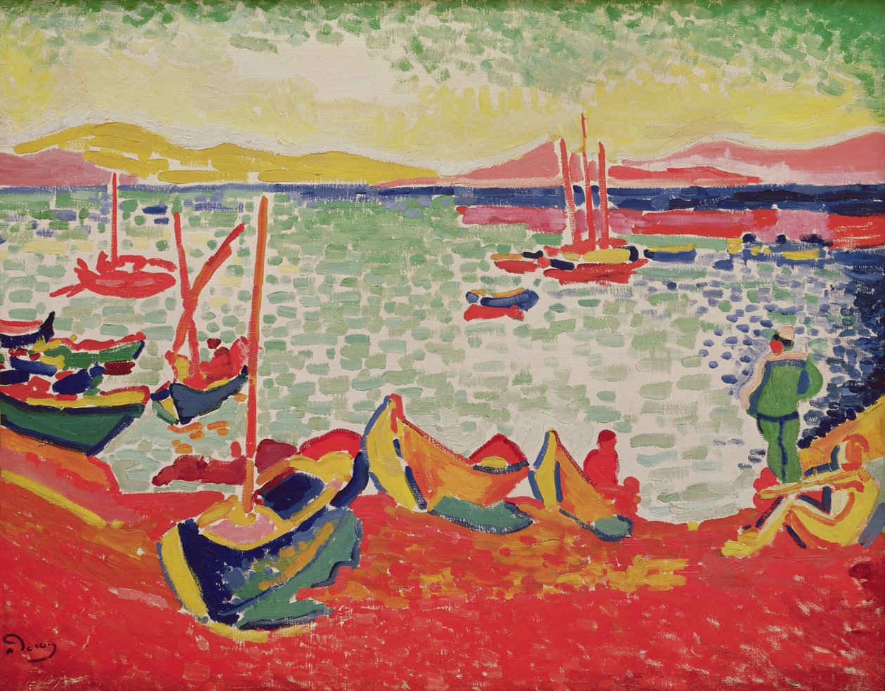Łodzie w porcie w Collioure autorstwa Andre Derain