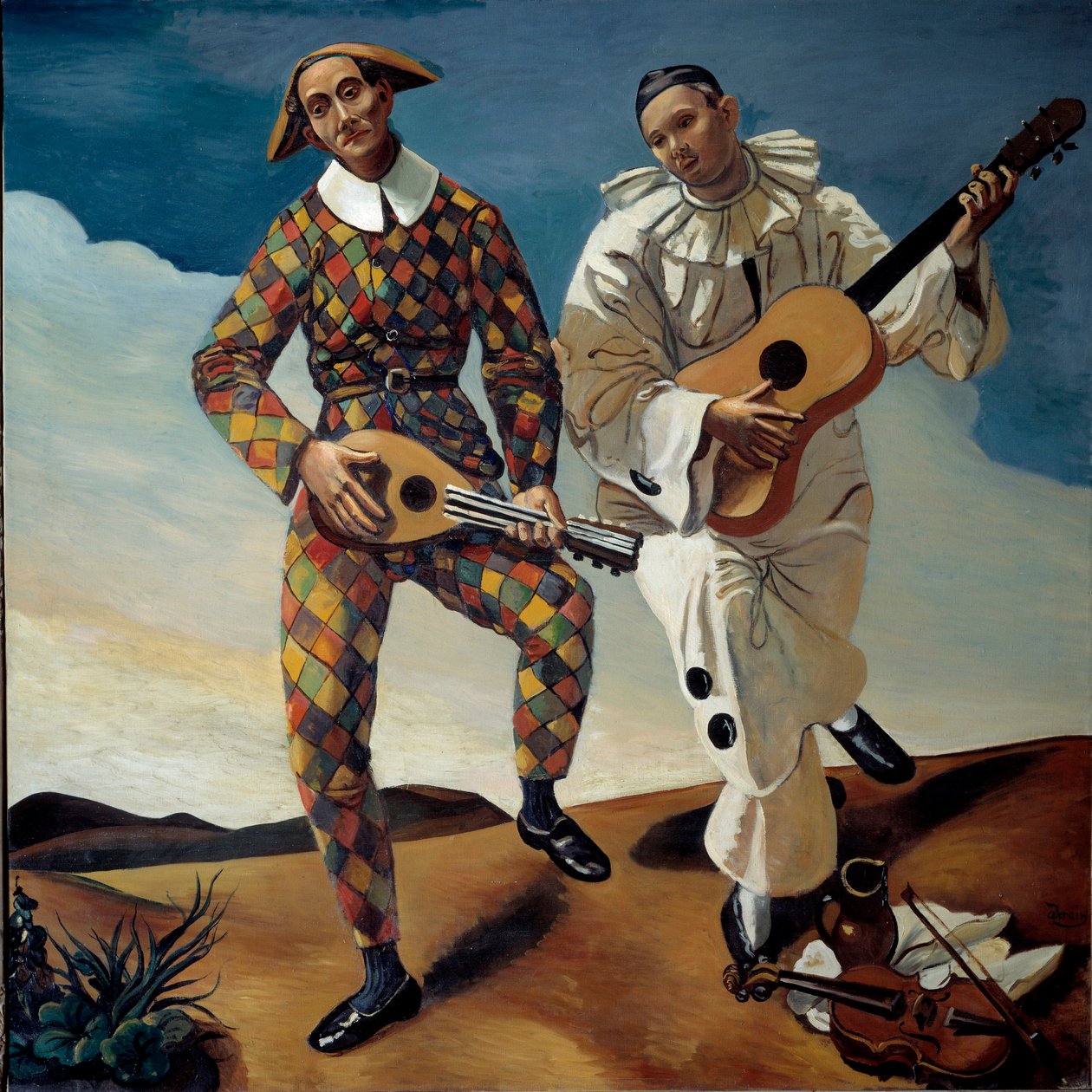 Harlequin i Pierrot autorstwa Andre Derain