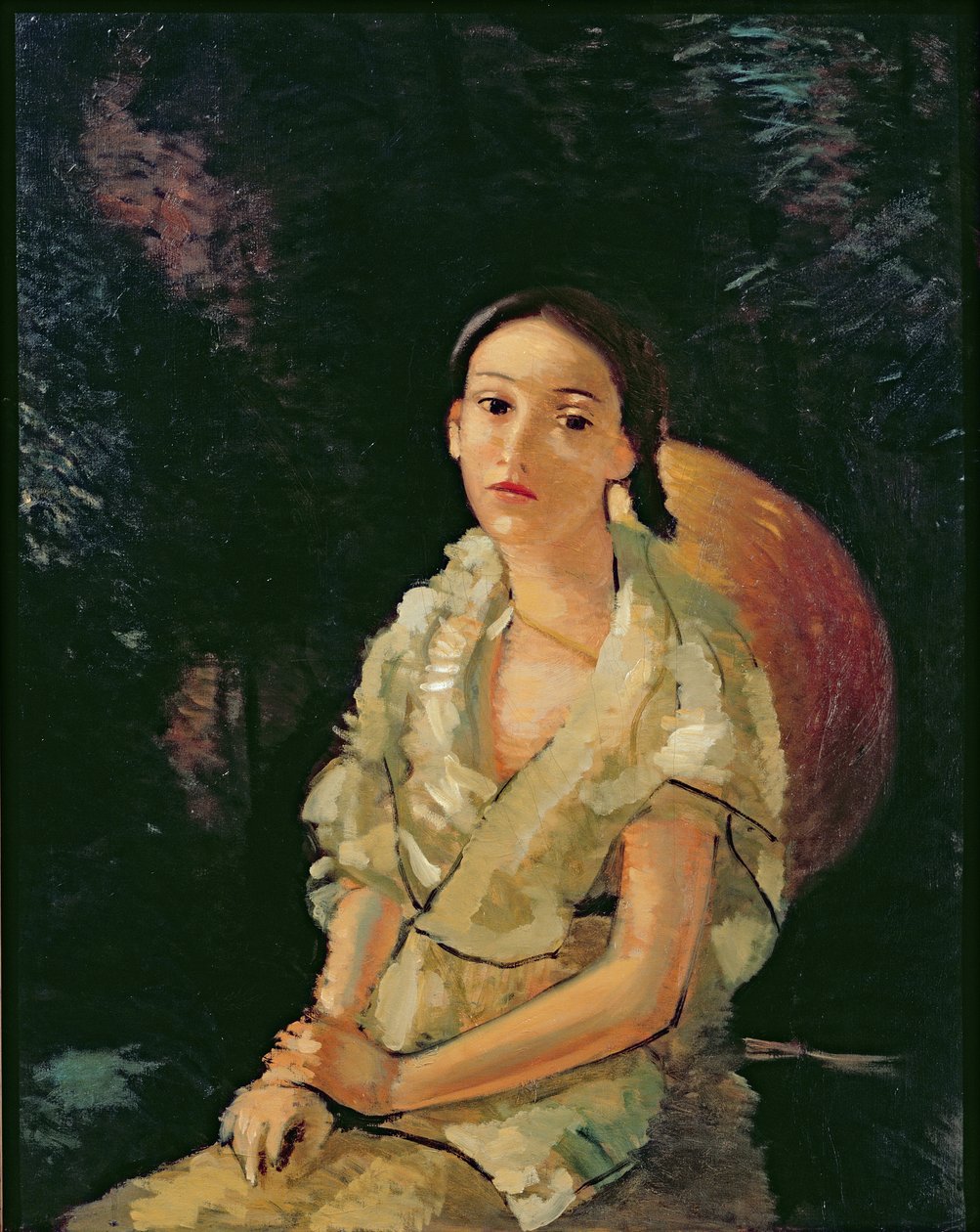 Siostrzenica malarza w pozycji siedzącej, ok. 1931 (olej na płótnie) (zobacz także 287563) autorstwa Andre Derain