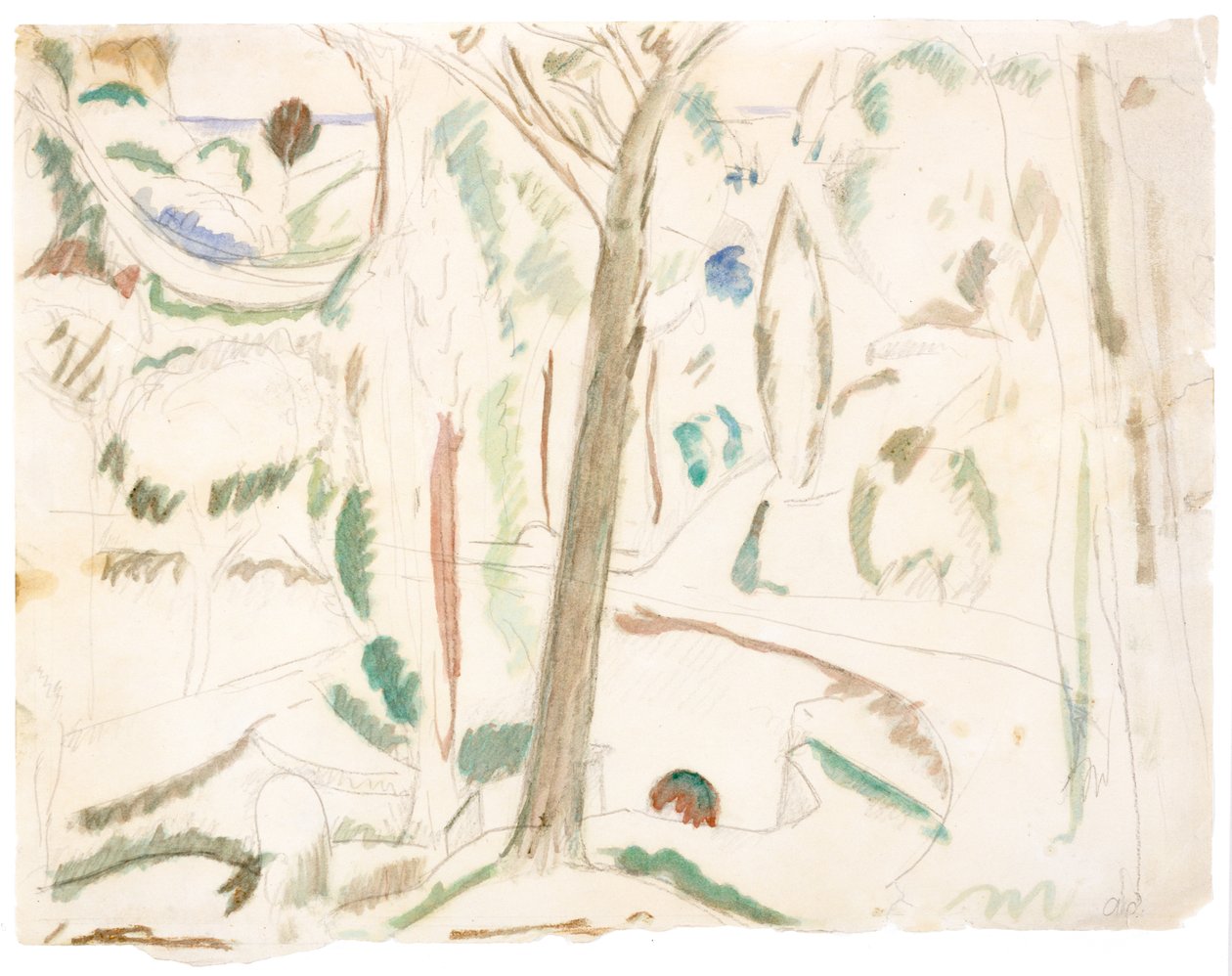 Bez tytułu (studium do The Turning Road), ok. 1906 (grafit i akwarela na papierze) autorstwa Andre Derain