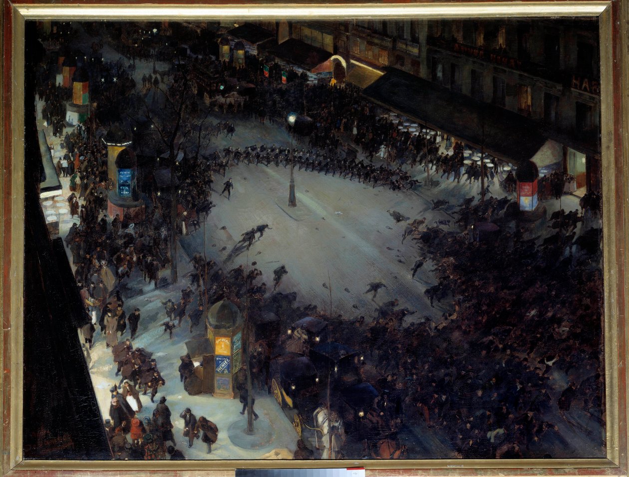 La charge, Boulevard Montmartre Scena demonstracji w Paryżu. Obraz Andre Devambeza (1867-1944) 1901 Nd. 1,27 x 1,62 m. Paryż, Muzeum Orsay autorstwa Andre Devambez