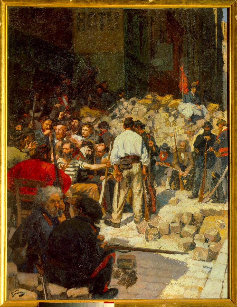 Barykada czy czekanie w maju 1871 (olej na płótnie) autorstwa Andre Devambez