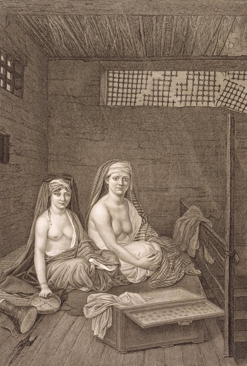 Tancerze publiczni, z tomu II Kostiumy i portrety „Opis Egiptu”, rytowane przez Jean Baptiste Massard, wyd. pod rozkazami Napoleona, 1822 autorstwa Andre Dutertre