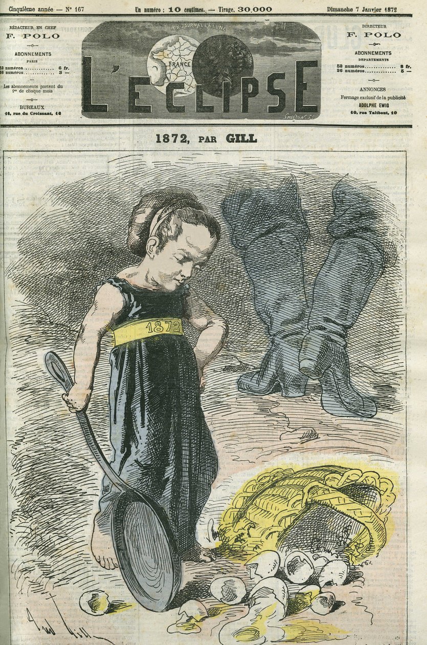 1872, mała dziewczynka patrzy na swój koszyk pęknięć. Okładka w „” L