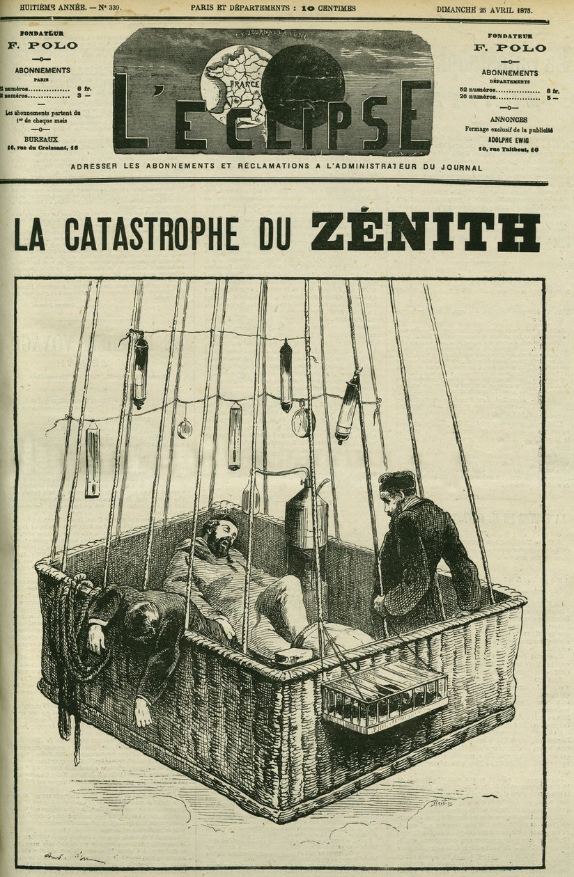Wypadek balonu, Zenith, 15 kwietnia autorstwa Andre Gill