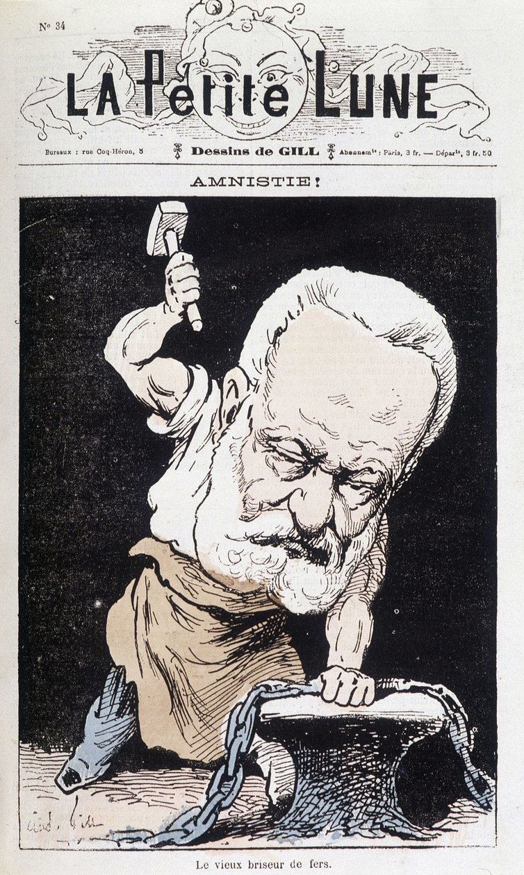 Amnestia! : The Old Iron Breaker (Cartoon Victor Hugo) – autorstwa Gilla, w „”Małym księżycu”” autorstwa Andre Gill