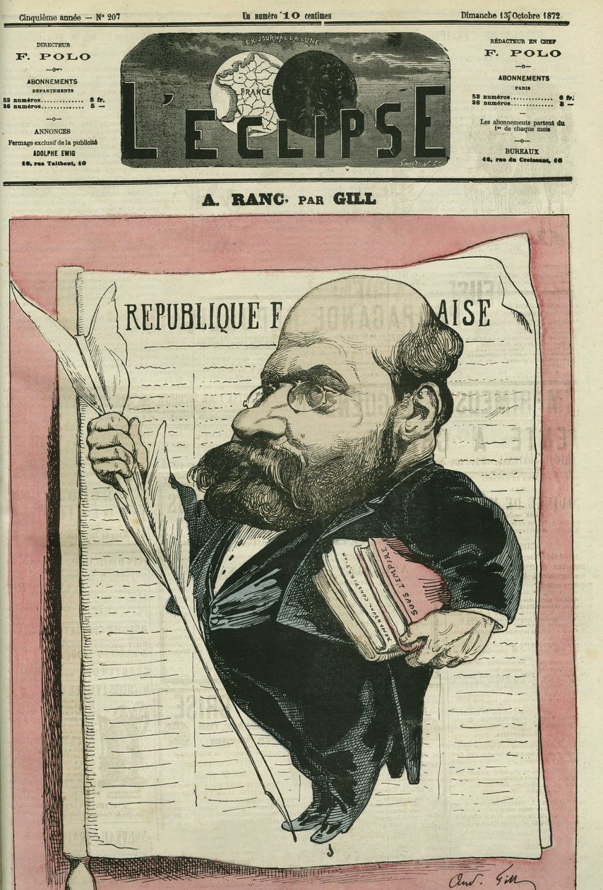 Arthur Ranc (1831-1908), francuski dziennikarz i polityk. Okładka w „” L