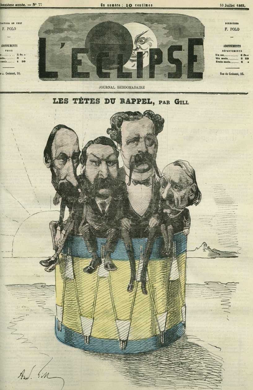 Auguste Vacquerie (1819-1895), Victor Hugo (1802-1885), Charles Hugo (1826-1871) i Paul Meurice (1818-1905), francuscy literaci. Okładka w „”L