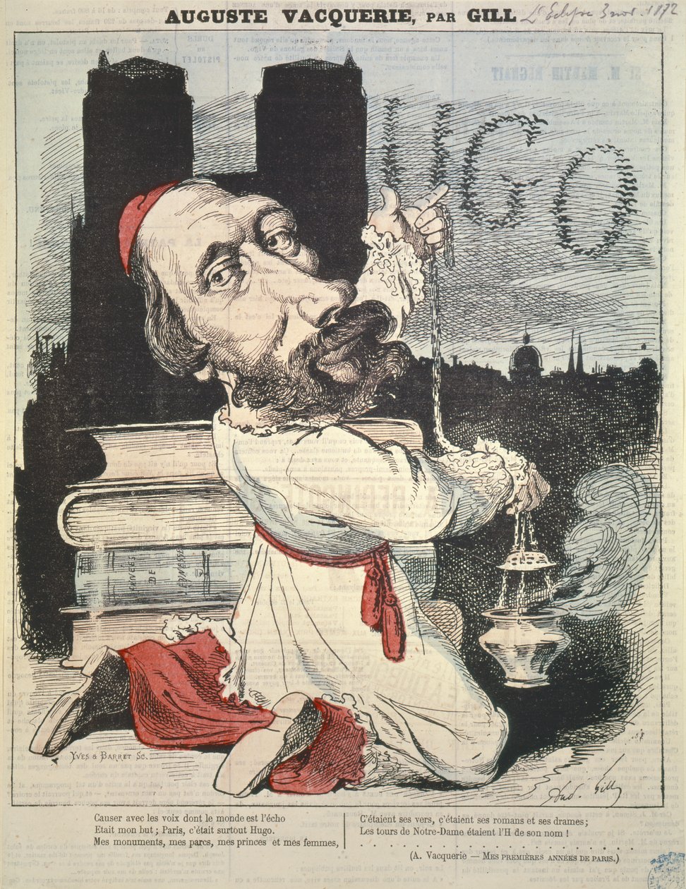 Auguste Vacquerie (1819-95) z okładki LEclipse, grawerowane przez Yvesa i Barreta, 3 listopada 1872 autorstwa Andre Gill
