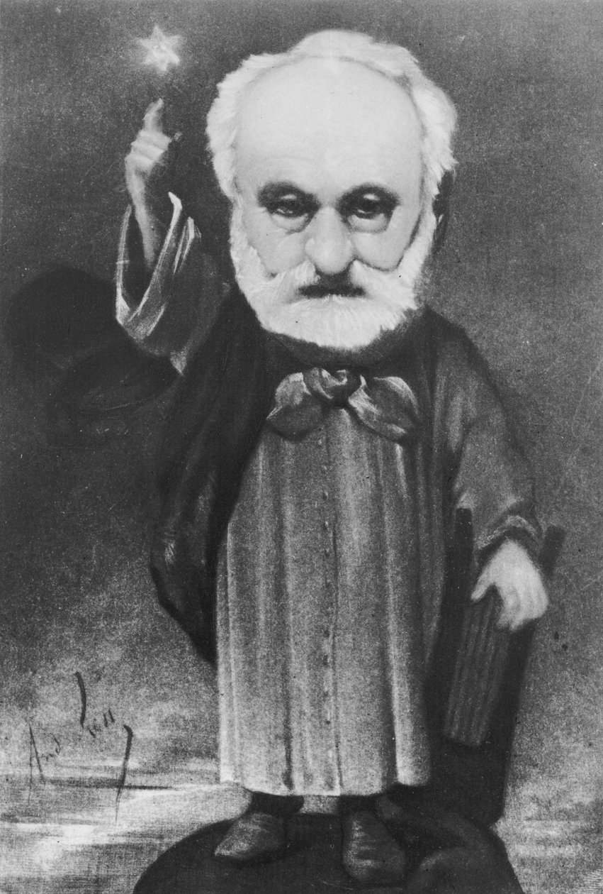 Karykatura Victora Hugo (1802-85) jako maga autorstwa Andre Gill