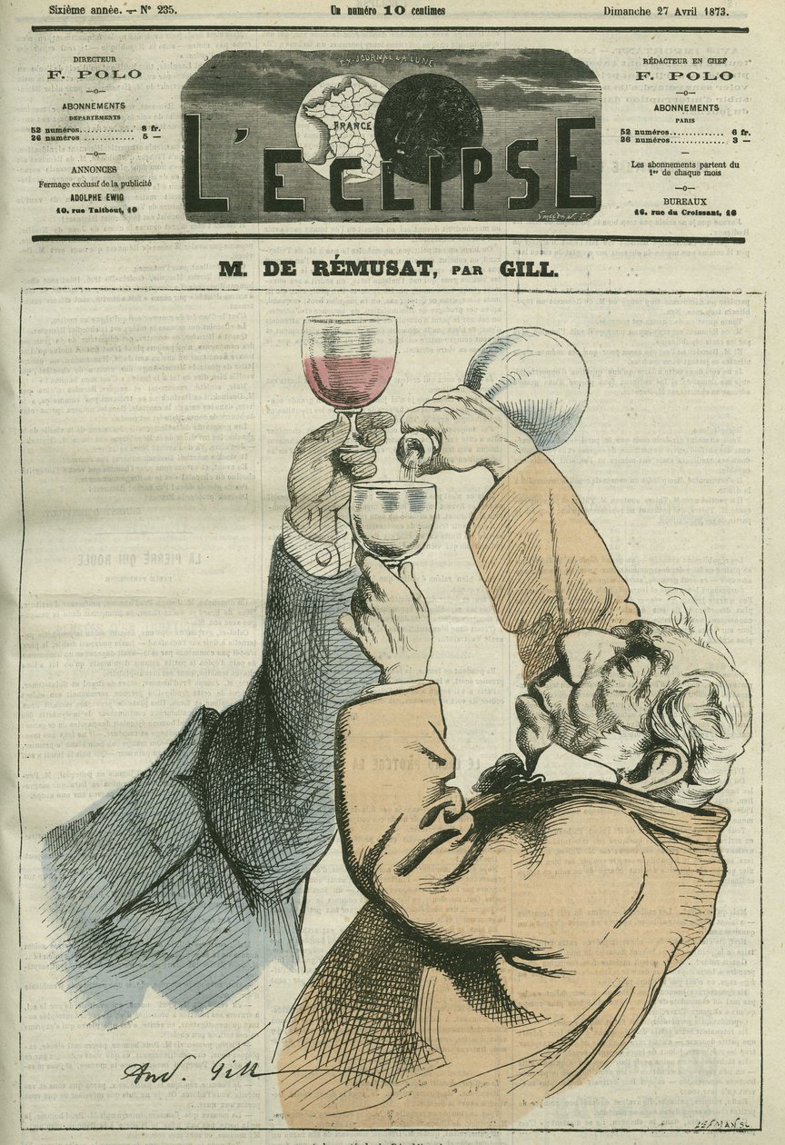 Karykatura Charlesa de Remusata (1797-1875), francuskiego filozofa i polityka. Okładka w „” L