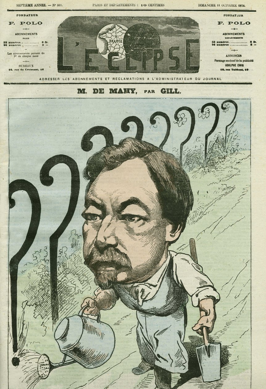 Karykatura Francois Cesaire de Mahy (1830-1906), francuskiego lekarza, dziennikarza i polityka. Okładka w „” L
