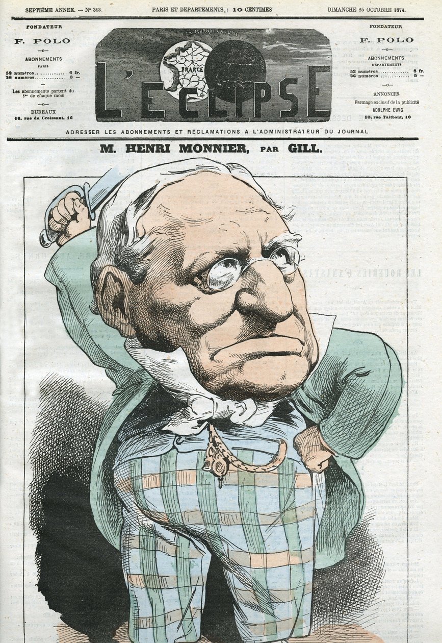 Karykatura Henri Monniera (1799-1877), francuskiego dramaturga, rysownika, aktora. Okładka w „” L