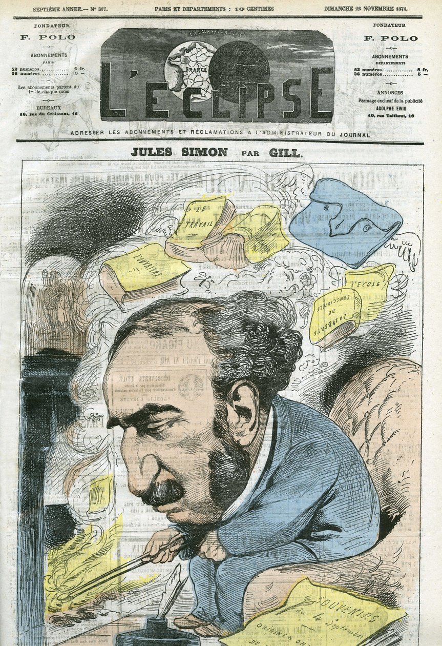 Karykatura Julesa Simona (1814-1896), polityka, historyka filozofii, filozofa, eseisty francuskiego. Okładka w „” L
