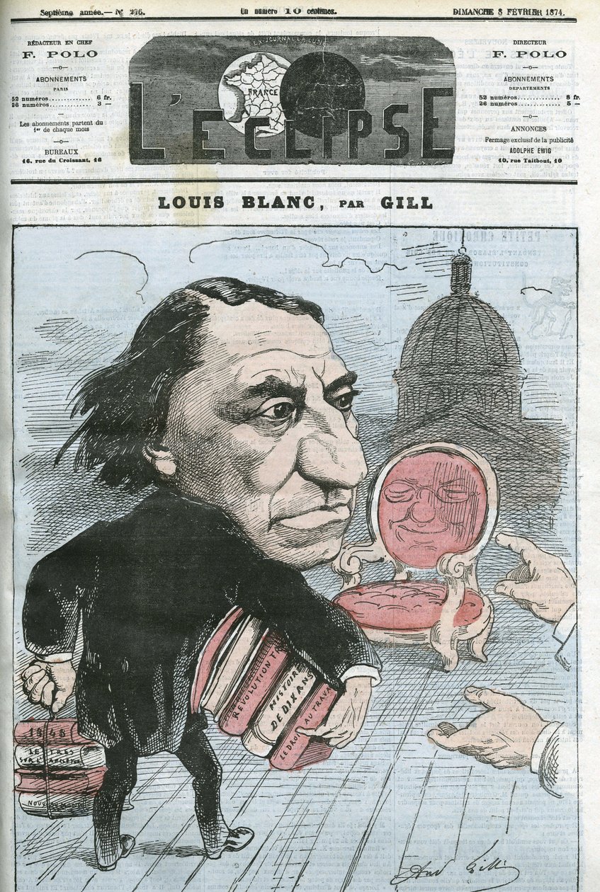 Karykatura Louisa Blanca (1811-1882), francuskiego polityka i historyka. Okładka w „”L
