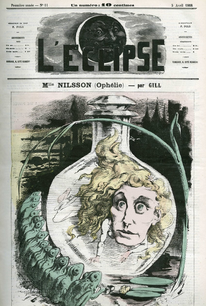 Christine Nilsson w roli Ophelie (1843- ok. 1880) szwedzkiej śpiewaczki operowej. Okładka w „” L