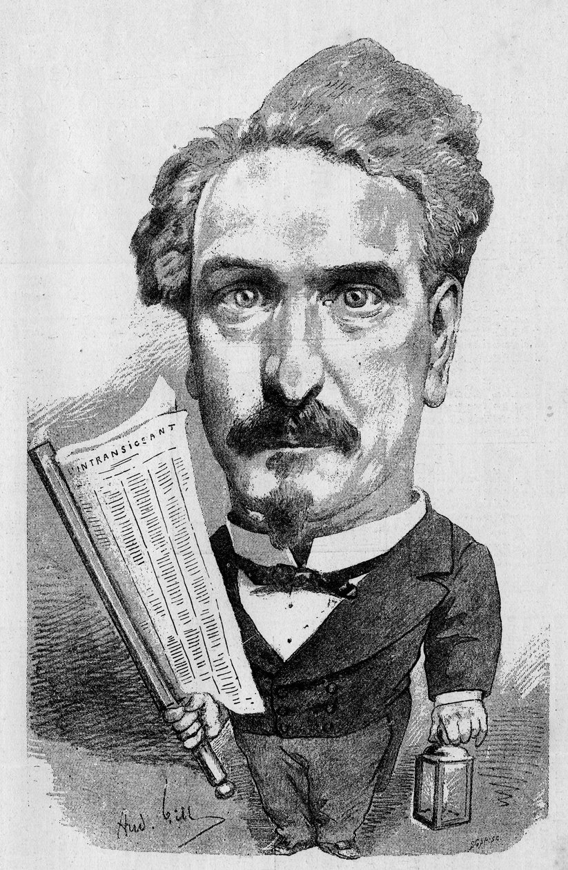 Rysunek Andre Gilla reprezentującego Henri Rocheforta (1831-1913) francuskiego dziennikarza i polityka, W „” The Illustrous World” autorstwa Andre Gill