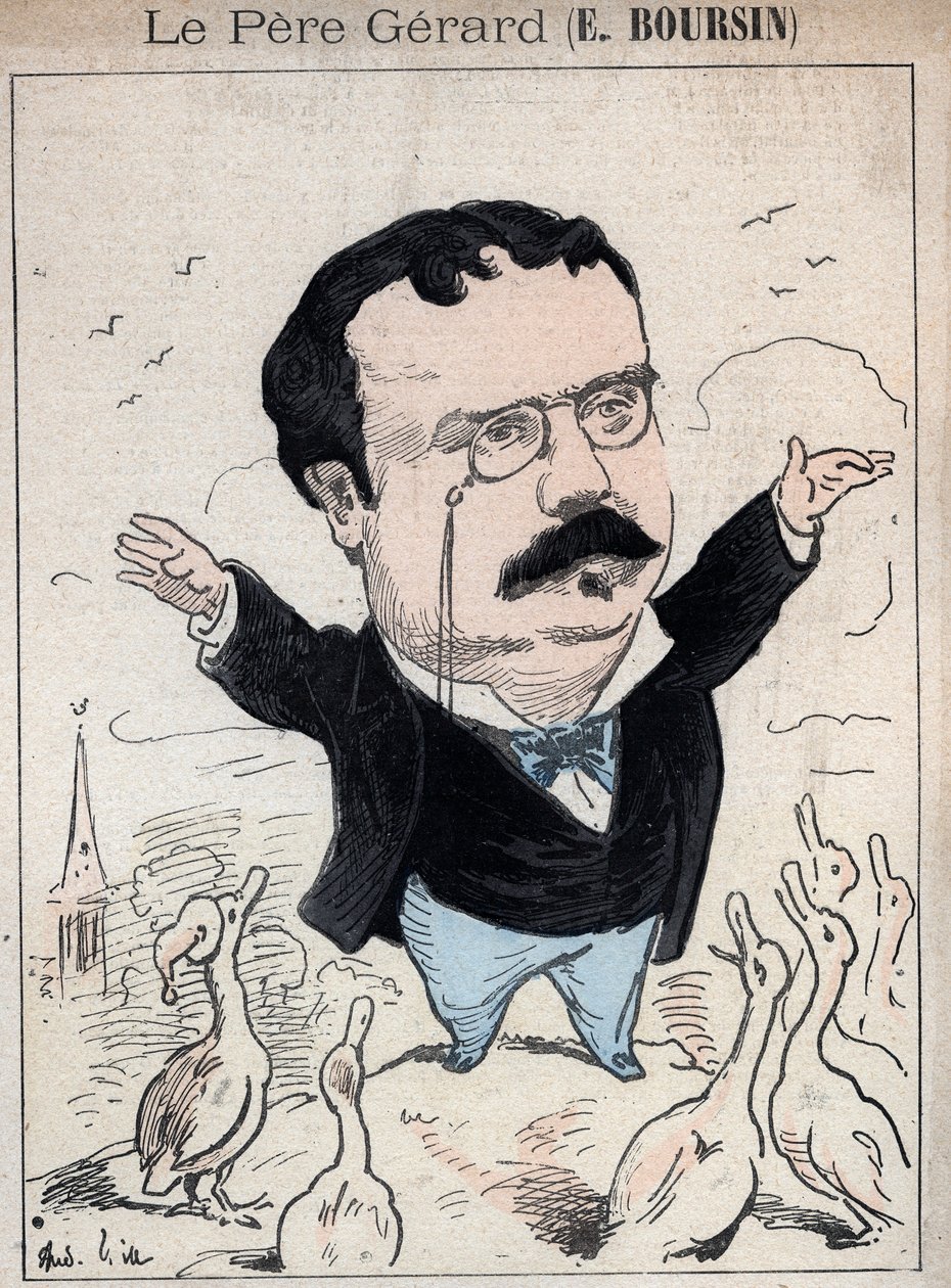 Elphege Boursin (1836-1891) dziennikarz, eseista polityczny, literat i historyk - karykatura Andre Gilla w „Les Hommes d
