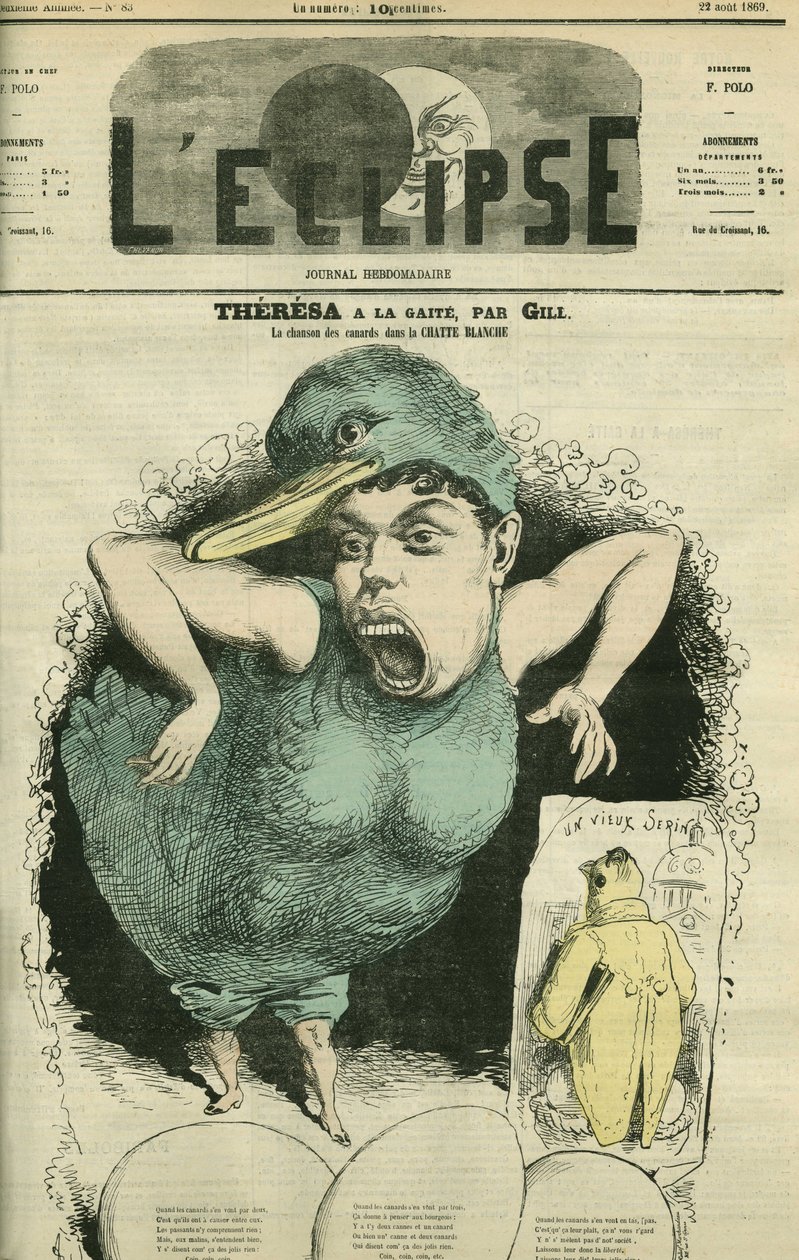 Emma Valendon dit Theresa (1837-1913), piosenkarka w „Kaczkach tyrolskich” w Gaite Theatre. Okładka w „” L