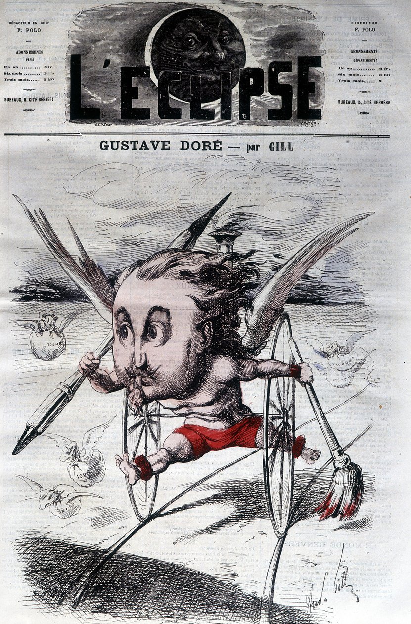 Gustave Doré. Francuski rysownik i malarz (1832-1883). Kreskówka DeGilla. Zaćmienie. autorstwa Andre Gill