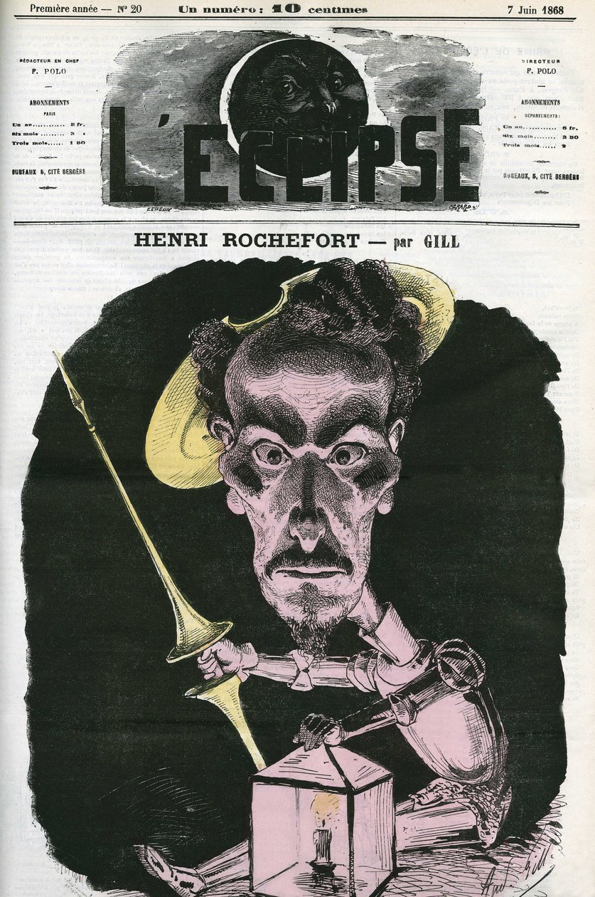 Henri Rochefort (1831-1913), francuski dziennikarz, pisarz i polityk. Okładka w „” L