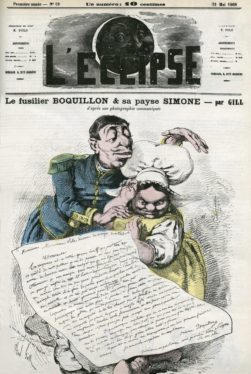 Ilustracja przedstawiająca „”Fizyliera Boquillona i jego chłopa Simone””. Okładka w „” L