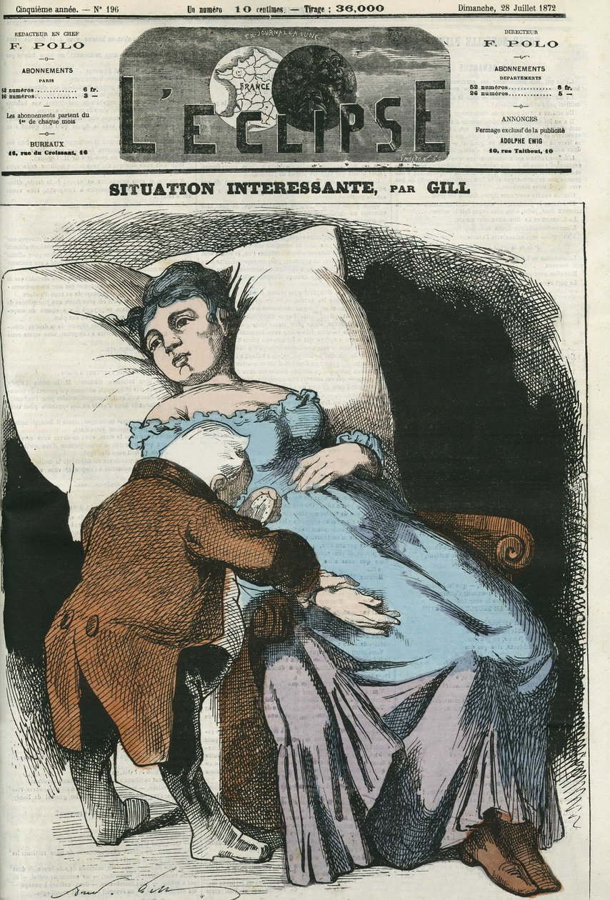 Ilustracja republiki wkrótce zadłużonej w Prusach, Adolphe Thiers (1797-1877), prezydent republiki mierzący puls. Okładka w „” L