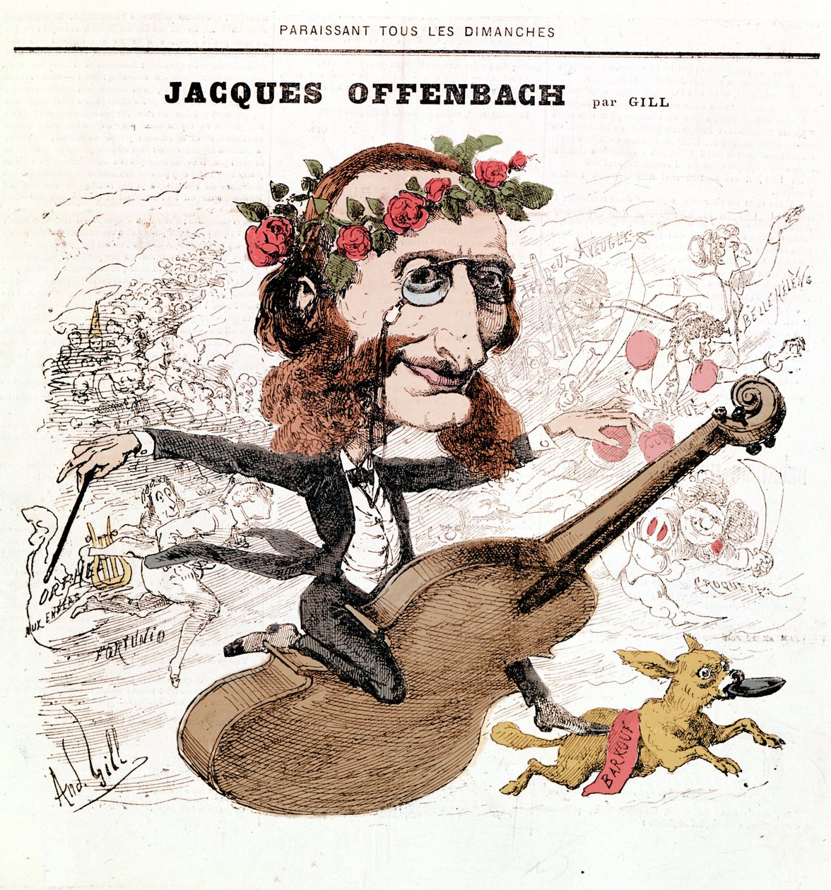 Jacques Offenbach (1819 - 1880), Karykatura Gill autorstwa Andre Gill