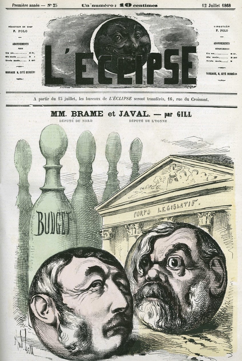 Jules Louis Joseph Brame (1808-1878) francuski polityk i Louis Emile Javal (1839-1907), francuski polityk. Okładka w „” L