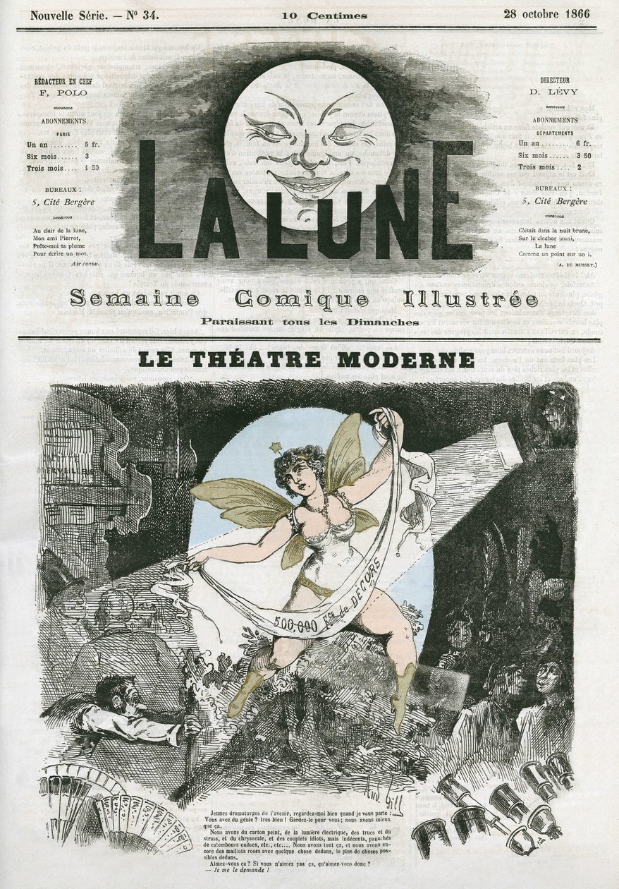 Le Theatre Moderne w Paryżu. Karykatura Gilla, w „La Lune”, 28 października autorstwa Andre Gill