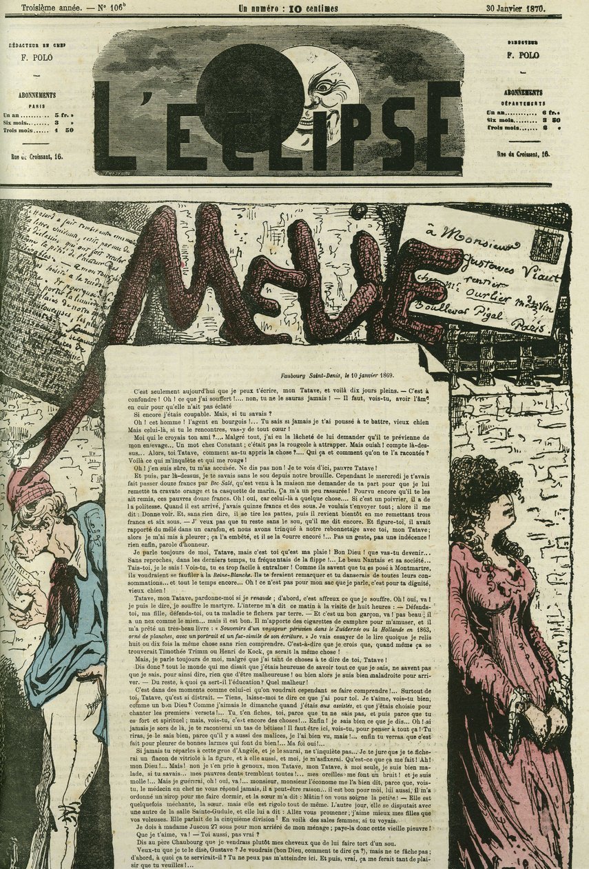 Melie, list miłosny Melie zawiera jej „Tatave”, Gustave Viaut. Okładka w „”L