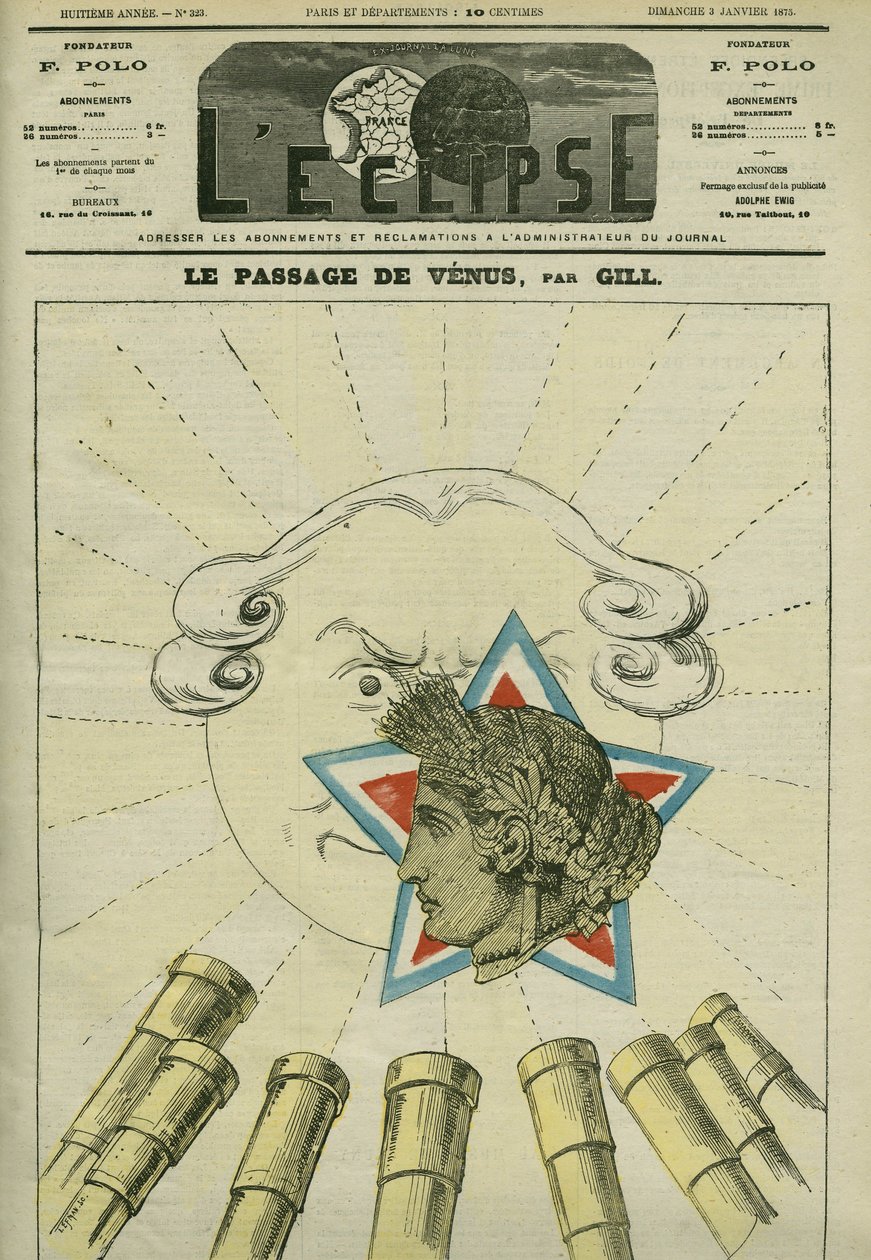Przejście Wenus (Republika) przed słońcem (Monarchia) w 1874 r. Okładka w „”L