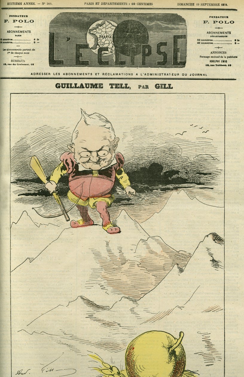 Portret Adolphe Thiers w Guillaume Tell (1797-1877), francuskiego historyka i polityka. Okładka w „” L