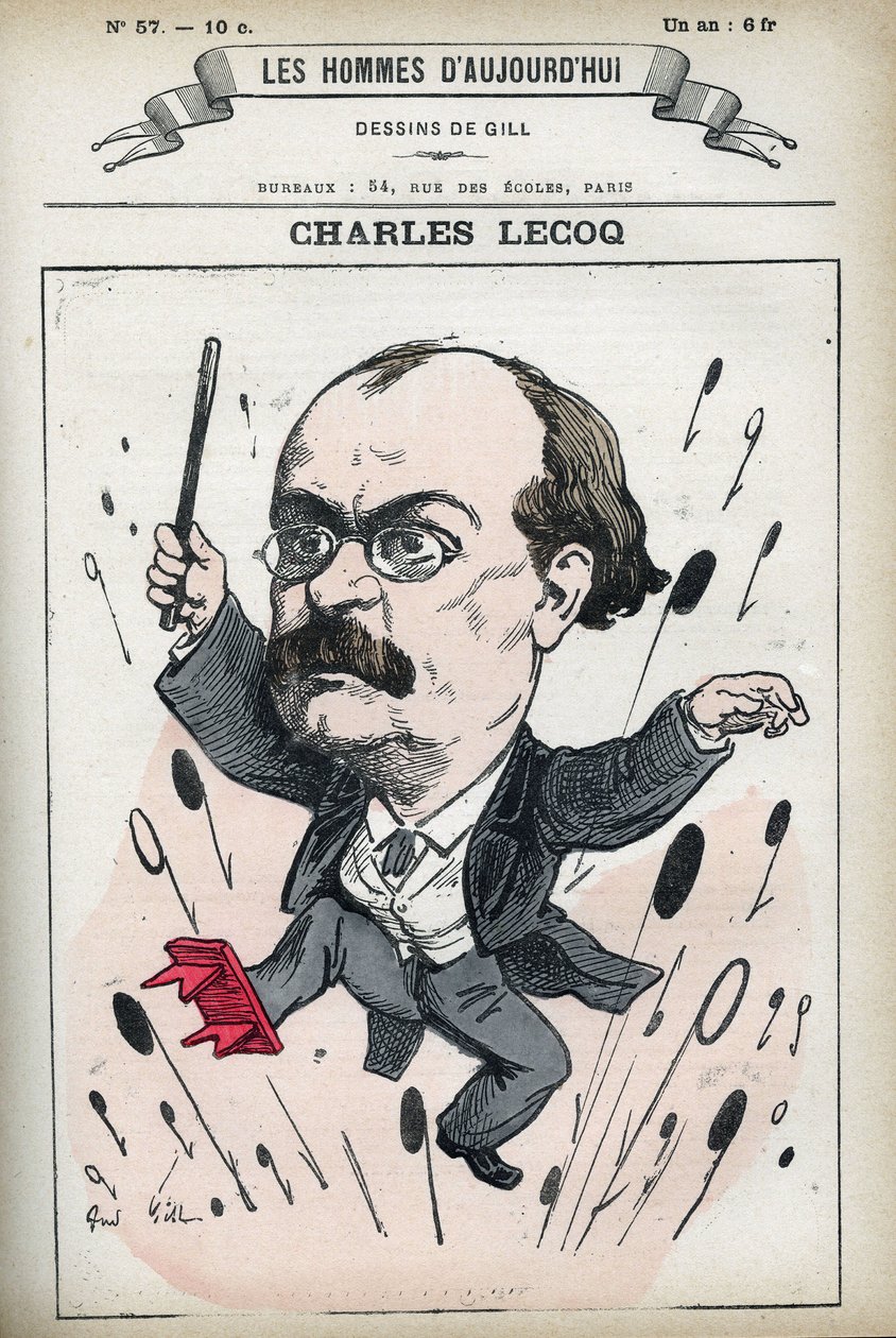 Portret Alexandre Charles Lecocq (1832-1918), francuskiego kompozytora. Karykatura Gilla, Paryż. autorstwa Andre Gill