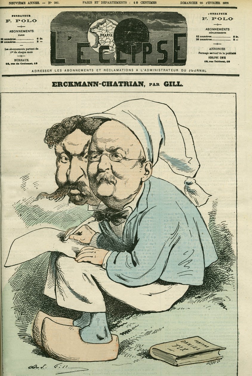 Portret Alexandre Chatrian (1826-1890) i Emile Erckmann (1822-1899), znanego jako Erckmann-Chatrian, duetu francuskich powieściopisarzy. Okładka w „”L
