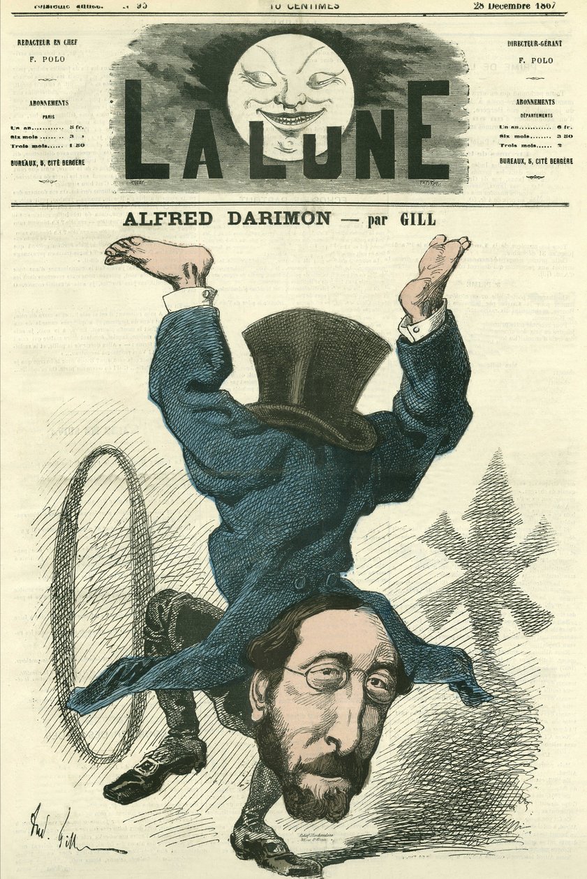 Portret Alfreda Darimona (1819-1902), francuskiego polityka. Karykatura Gilla, w „La Lune”, 28 grudnia autorstwa Andre Gill