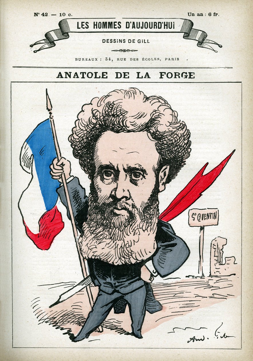 Portret Anatola de la Forge (1821-1892), francuskiego polityka i wojska. Karykatura Gilla, w „Les Homme d