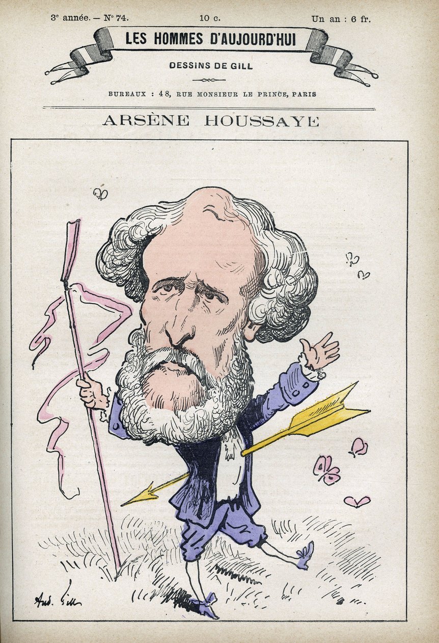 Portret Arsene Houssaye (1815-1896), francuskiego literata. Karykatura Gilla, Paryż. autorstwa Andre Gill