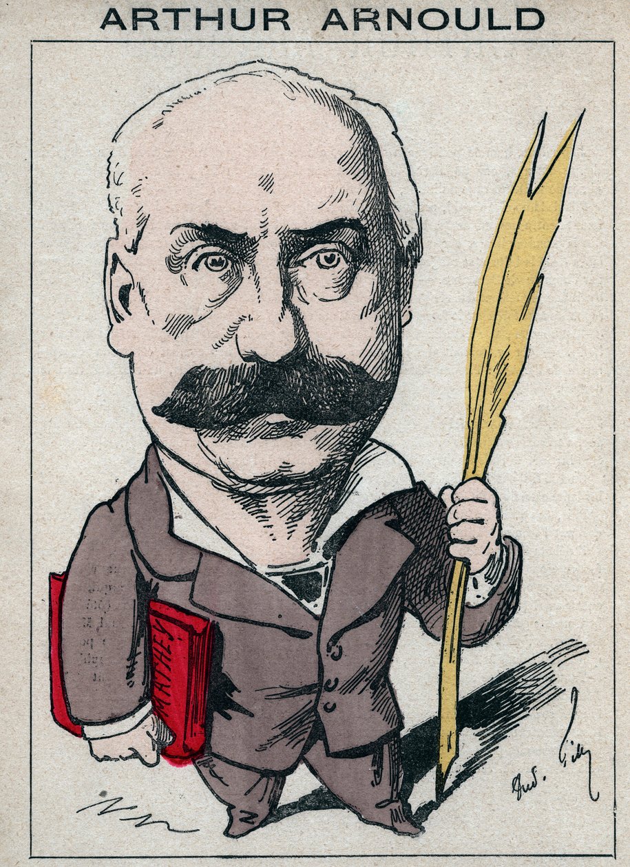 Portret Arthura Arnoulda (1833-1895), francuskiego dziennikarza i polityka, aktywnie uczestniczył w Komunie Paryskiej - Karykatura Andre Gilla w „Les Hommes d