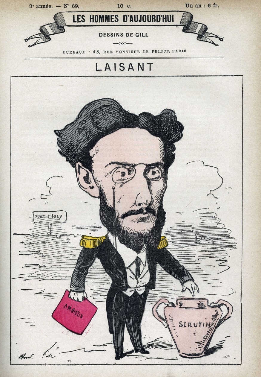 Portret Charlesa-Ange Laisanta (1841-1893), francuskiego naukowca i polityka. Karykatura Gilla, Paryż. autorstwa Andre Gill