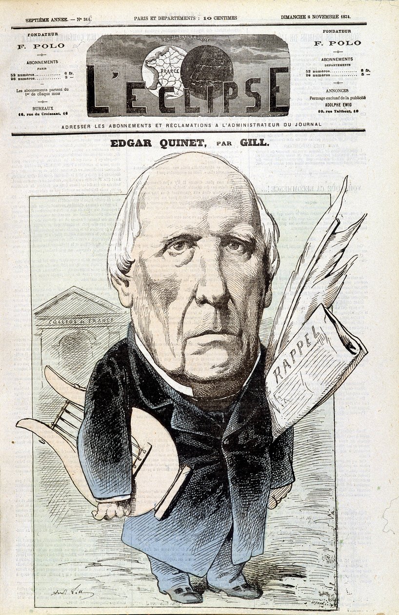 Portret Edgara Quineta, francuskiego historyka (1803-1875). W L