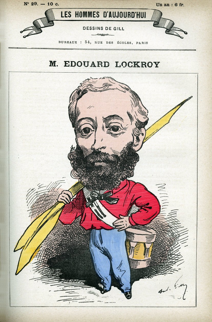 Portret Edouarda Lockroya (1838-1913), francuskiego polityka. Karykatura Gilla, w „Les Homme d