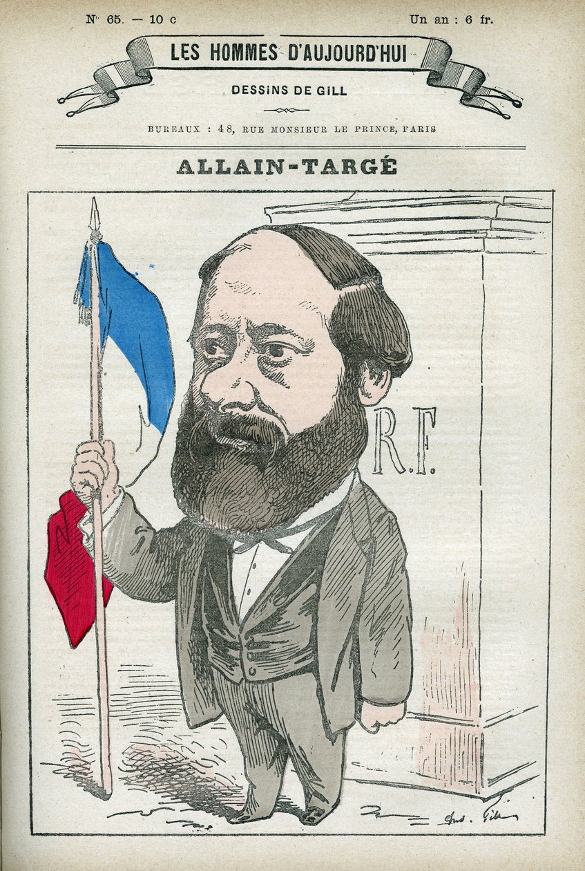 Portret Francois Allain-Targe Allain Targe (1832-1902), francuskiego prawnika, sędziego, dziennikarza i polityka, był ministrem spraw wewnętrznych i ministrem finansów w gabinecie Gambetty. Karykatura Gilla, Paryż. autorstwa Andre Gill